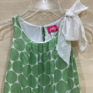 Pinky Girl's 4T Sleeveless Lime Green Polka Dot Bubble Hem Dress